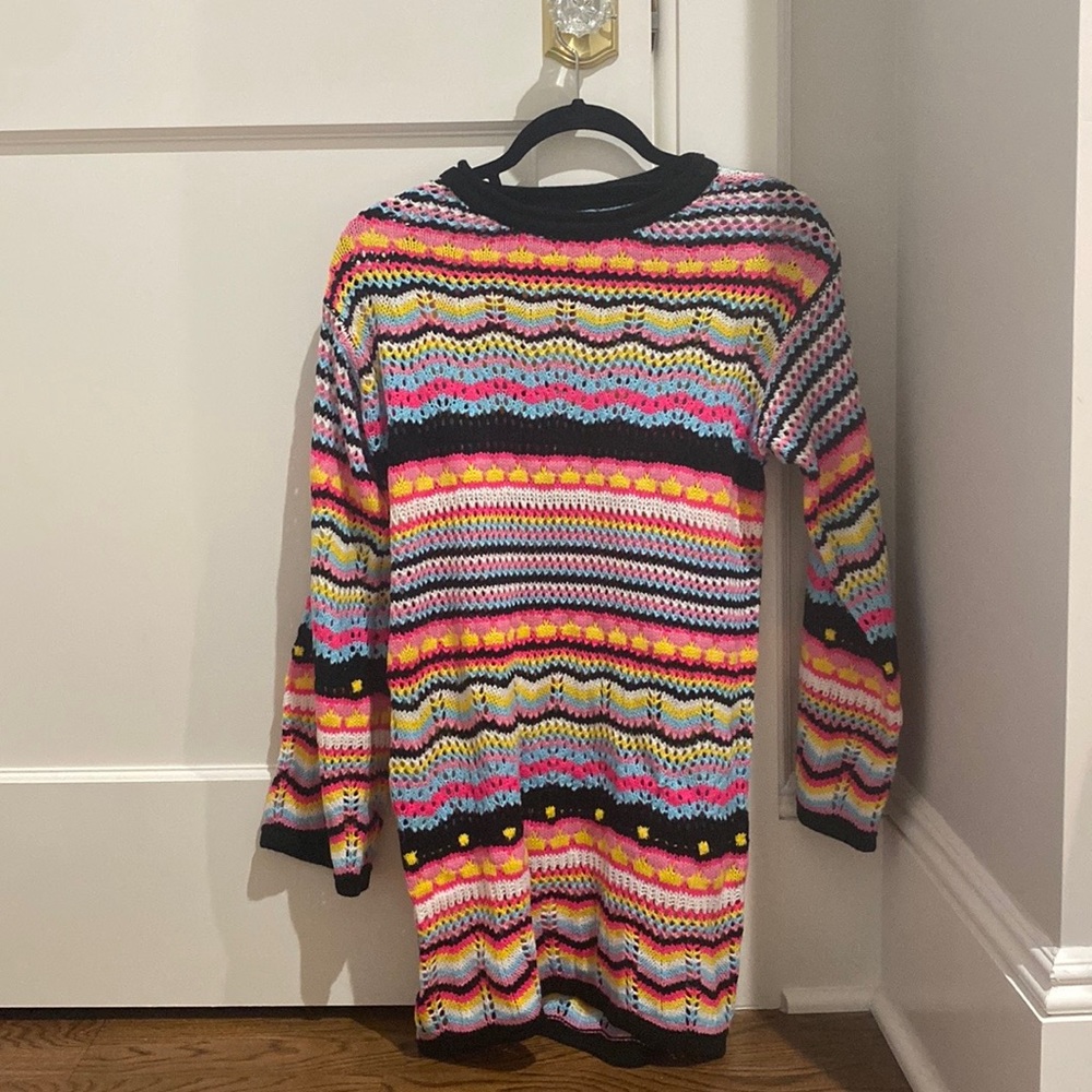 Colorful knit long sleeve dress